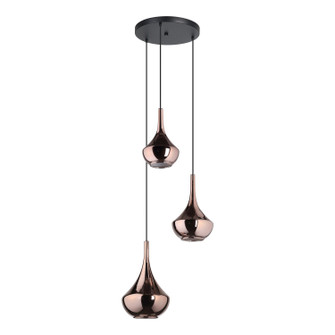 Almoster Three Light Pendant in Black, Copper Smoked (217|390439A)