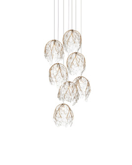 Banyan Seven Light Pendant in Antique Brass/Clear/Silver (142|90001389)