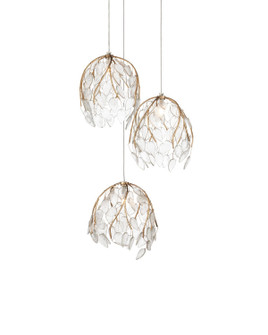 Banyan Three Light Pendant in Antique Brass/Clear/Silver (142|90001388)