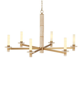 Marcelo Six Light Chandelier in Natural/Antique Brass/White (142|90001369)