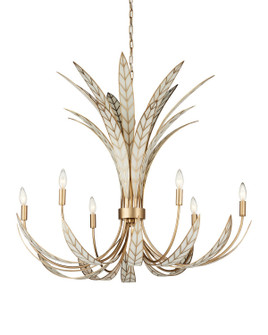 Foliatura Six Light Chandelier in Antique Brass/Off-White (142|90001357)