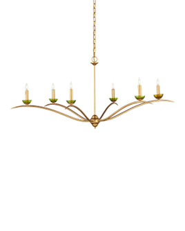 Flannery Six Light Chandelier in Contemporary Gold Leaf/Contemporary Gold/Green (142|90001338)