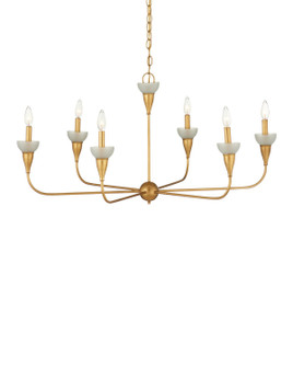 Aurelia Six Light Chandelier in Contemporary Gold Leaf/Contemporary Gold/Frosted (142|90001328)