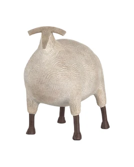 Ancient Ram Sculpture in Beige/Black (142|12001073)