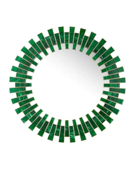 Glasdele Emerald Mirror in Green/Antique Brass (142|10000170)