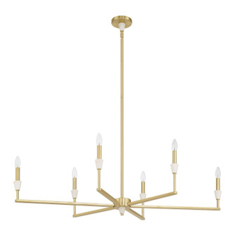 Montclair Six Light Linear Chandelier in Brushed Gold, White (577|207359A)