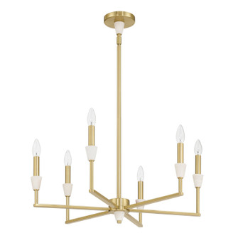 Montclair Six Light Chandelier in Brushed Gold, White (577|207357A)