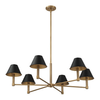 Mcgill Six Light Chandelier in Natural Brass, Matte Black (577|207333A)