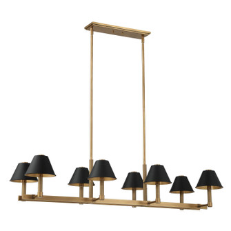 Mcgill Eight Light Linear Chandelier in Natural Brass, Matte Black (577|207332A)