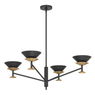 Tremolo Four Light Chandelier in Textured Black, Champagne Gold (577|207316A)