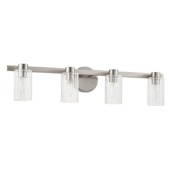 Bedminster Four Light Vanity in Brushed Nickel, Clear Ribbed (577|207047A)