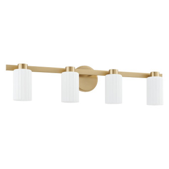 Bedminster Four Light Vanity in Champagne Gold, Opal Ribbed (577|207046A)
