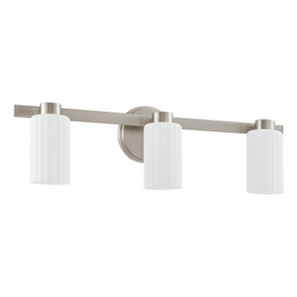 Bedminster Three Light Vanity in Brushed Nickel, Opal Ribbed (577|207042A)