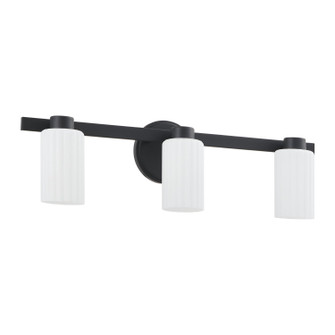 Bedminster Three Light Vanity in Matte Black, Opal Ribbed (577|207036A)