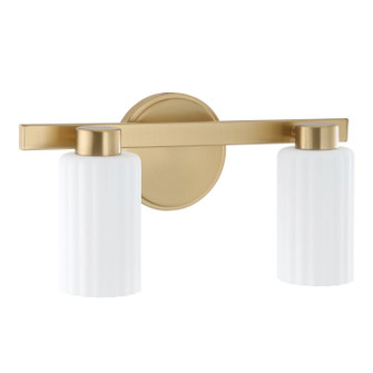 Bedminster Two Light Vanity in Champagne Gold, Opal Ribbed (577|207033A)