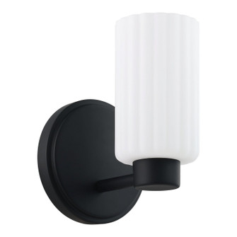 Bedminster One Light Wall Sconce in Matte Black, Opal Ribbed (577|207024A)