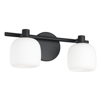 Valentina Two Light Vanity in Matte Black, Etched Opal (577|207004A)