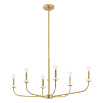 Leah Six Light Chandelier in Brushed Gold, White (577|206959A)