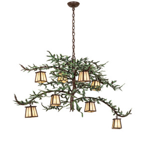 Pine Branch Eight Light Chandelier in Cafe Noir / Green Branches (57|289038)