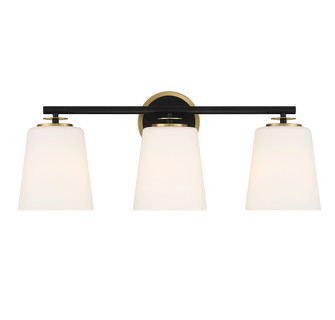 Three Light Bathroom Vanity in Matte Black and Natural Brass (446|M80078MBKNB)