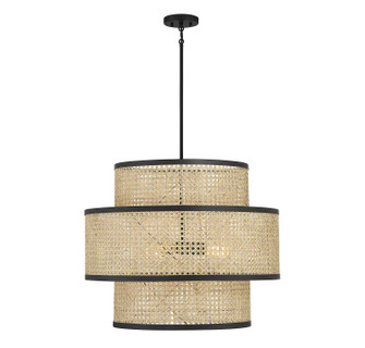 Three Light Pendant in Natural Cane with Matte Black (446|M7016MBK)