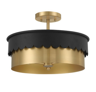 Three Light Semi-Flush Mount in Matte Black/Natural Brass (446|M60072MBKNB)