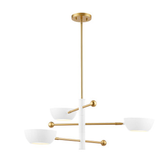 Three Light Chandelier in White and Natural Brass (446|M100143WHNB)