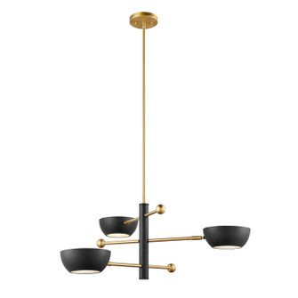 Three Light Chandelier in Matte Black and Natural Brass (446|M100143MBKNB)