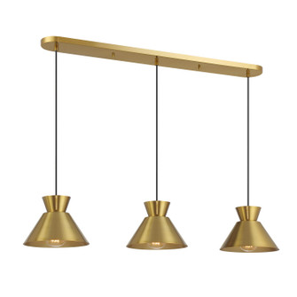 Three Light Linear Chandelier in Natural Brass (446|M100134NB)