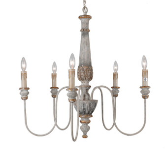 Chiara Five Light Chandelier in Stonewashed Greywood, (374|H91105)