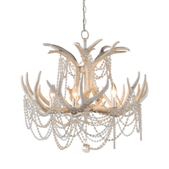 Denali Five Light Chandelier in Ivory Grey and Silver Leaf (374|H22109S5)