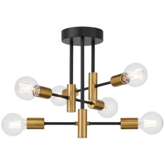 Sean Six Light Semi Flush Mount in Black w/Antique Brushed Brass (18|63040BWA)