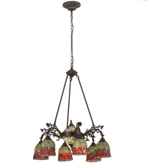 Red Rosebud Eight Light Chandelier in Mahogany Bronze (57|27382)