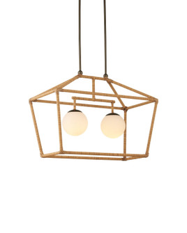 Denison Two Light Outdoor Lantern in Natural / Bronze / Frosted White (142|95000030)