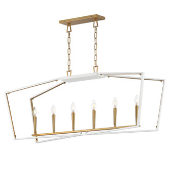 Melrose Six Light Linear Pendant in White/Natural Aged Brass (16|28616WTNAB)