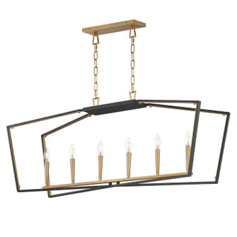 Melrose Six Light Linear Pendant in Black / Natural Aged Brass (16|28616BKNAB)