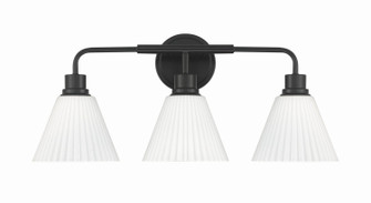 Pleated II Three Light Vanity in Flat Black (46|62303FB)