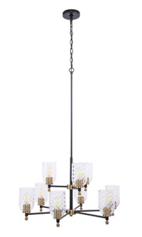 Council Nine Light Chandelier in Flat Black/Satin Brass (46|60329FBSBC)