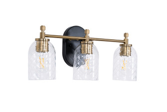 Council Three Light Vanity in Flat Black/Satin Brass (46|60303FBSBC)