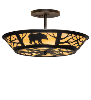 Bear On The Loose Six Light Semi-Flush Mount in Black Satin Wrought Iron (57|292972)