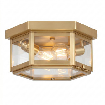 Branford Two Light Semi Flush Mount in Antique Brass (405|91132ABCL)