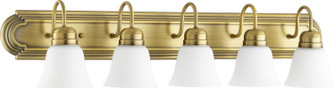 Five Light Vanity in Aged Brass w/ Satin Opal (19|5094580)