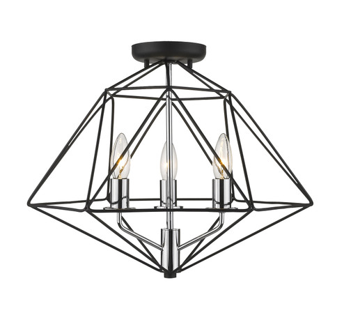 Geo Three Light Semi Flush Mount in Matte Black + Chrome (224|918SFMBCH)