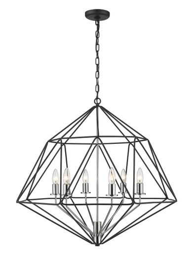 Geo Six Light Chandelier in Matte Black + Chrome (224|91830MBCH)