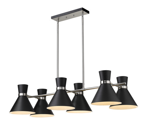 Soriano Six Light Linear Chandelier in Matte Black + Brushed Nickel (224|7286LMBBN)