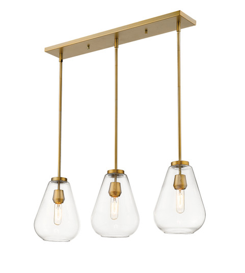 Ayra Three Light Linear Chandelier in Olde Brass (224|488P83LOBR)