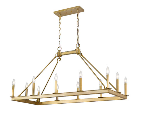 Barclay 12 Light Linear Chandelier in Olde Brass (224|48212LOBR)