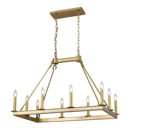 Barclay Ten Light Linear Chandelier in Olde Brass (224|48210LOBR)