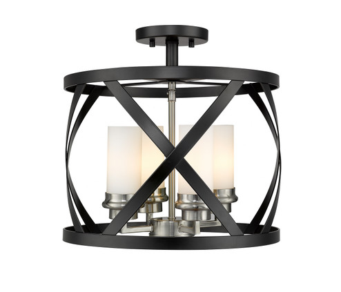 Malcalester Four Light Semi Flush Mount in Matte Black + Brushed Nickel (224|481SF15MBBN)