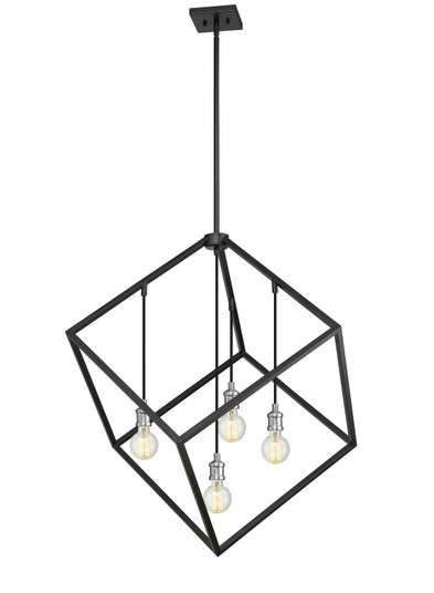 Vertical Four Light Chandelier in Matte Black / Brushed Nickel (224|478P34MBBN)